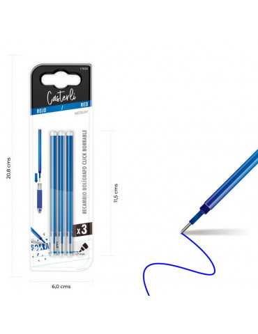 Casterli - Recambio para bolígrafo borrable - Azul