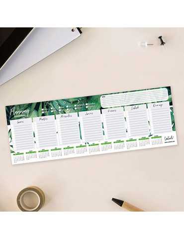 Planificador semanal ½ horizontal de A4. Organizador y planning de escritorio semanal, 56 hojas (Jungle)