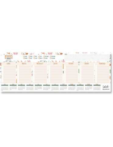 Planificador semanal ½ horizontal de A4. Organizador y planning de escritorio semanal, 56 hojas (Orange Sheet)