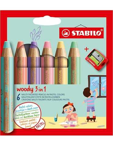 STABILO - Lápiz de color multitalento STABILO woody 3 en 1 pastel