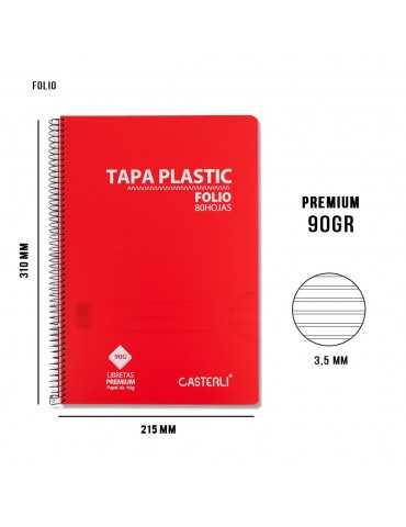 Casterli - Bloc premium PPL folio A4 80h 90g PAUTA 3,5CM (Rojo)