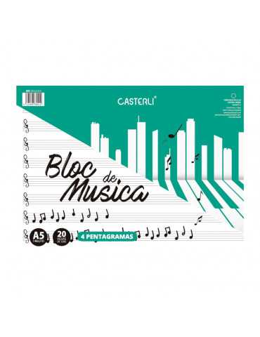 Casterli - Bloc de música A5 90G - 4 pentagramas