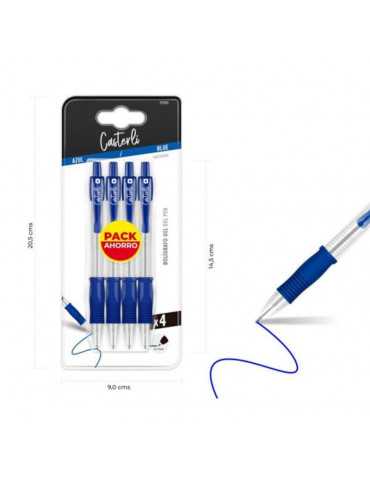 Casterli - Pack de 4 bolígrafos tipo gel - Azul