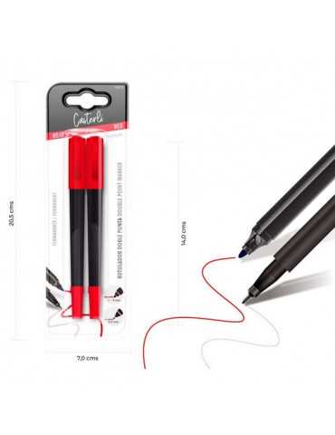 Casterli - Pack de 2 marcadores permanentes de doble punta - Rojo