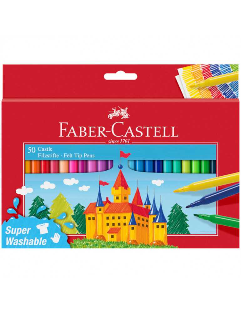 Faber-Castell 554204 - Estuche cartón con 50 rotuladores escolares