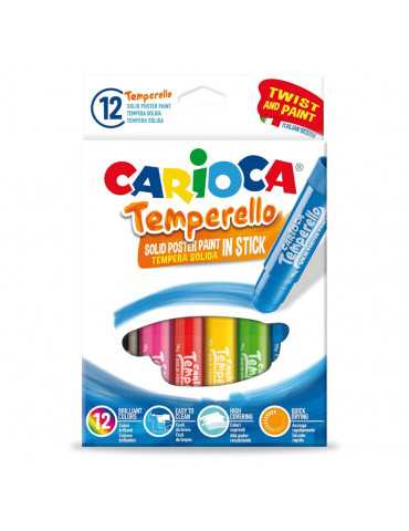 Carioca Témperas de Barra Temperello | Témperas Sólidas de Colores para Niños, Témperas Super Lavables, Colores Surtidos, 12 Ud
