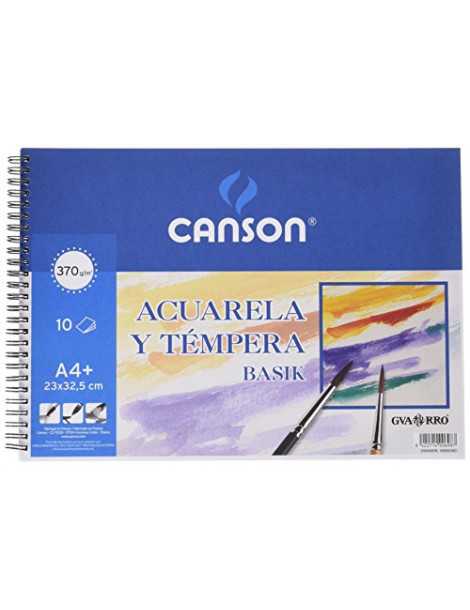 Canson Acuarela Basik , Álbum Espiral, A4+ (23x32,5 cm) 10 Hojas, 370g