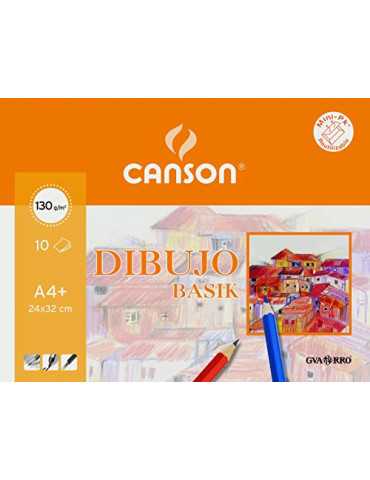 Canson Dibujo Basik Liso, Minipack A4+ (24 x 32 cm) 10 Hojas 130 g