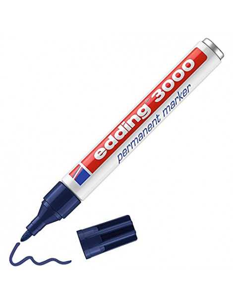 edding 3000 marcador permanente - azul acero - 1 rotulador - punta redonda 1,5-3 mm - indeleble de secado rápido - resistente al