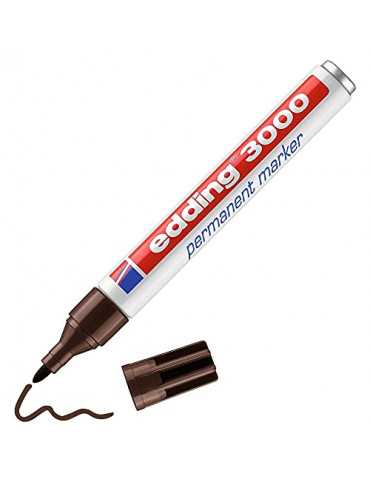 edding 3000 marcador permanente - marrón oscuro - 1 rotulador - punta redonda 1,5-3 mm - indeleble de secado rápido - resistente