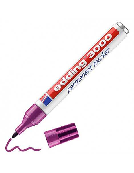 edding 3000 marcador permanente - magenta - 1 rotulador - punta redonda 1,5-3 mm - indeleble de secado rápido - resistente al ag
