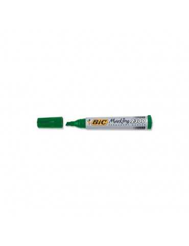 BIC 106499 - Marcador permanente, punta biselada, color verde, caja de 12 rotuladores