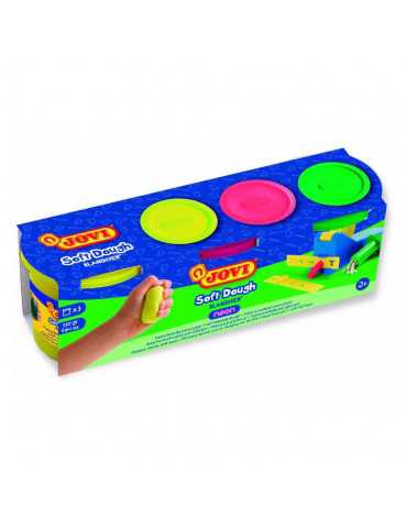 Jovi Soft Dough Blandiver, Pack de 3 Botes 110 g (403 F), Color Multicolor Neon