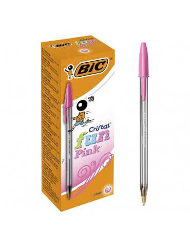 BIC Cristal Fun bolígrafos Punta Ancha (1,6 mm) – Rosa, Caja de 20 unidades
