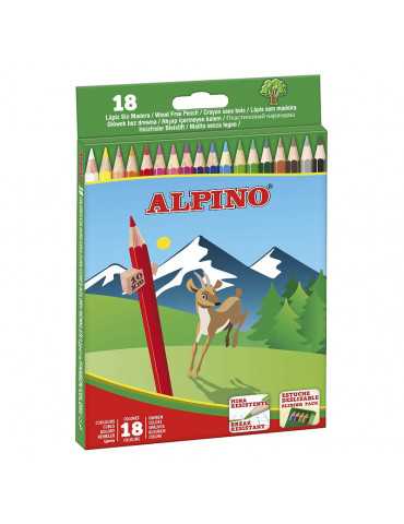 ALPINO AL010656. Estuche de 18 lápices de colores surtidos
