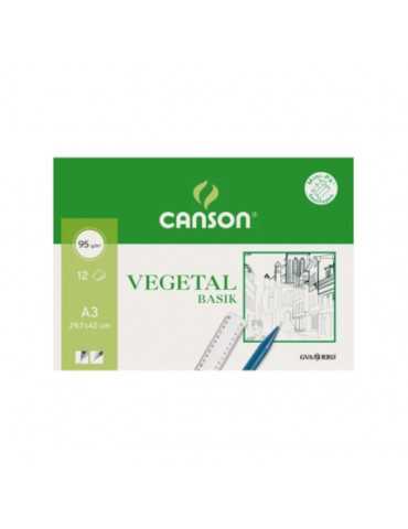 Canson Guarro Basik 200400787 - Papel vegetal, A3, 90 gramos, sobre de 12 hojas