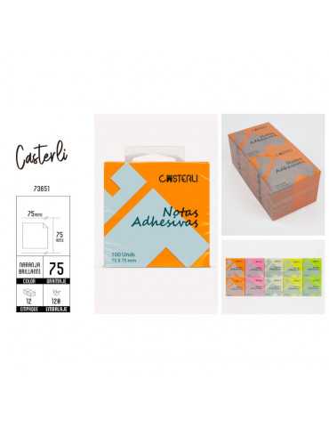Casterli - Bloc 100 Notas Adhesivas Naranja Brillante 75 X 75 Mm