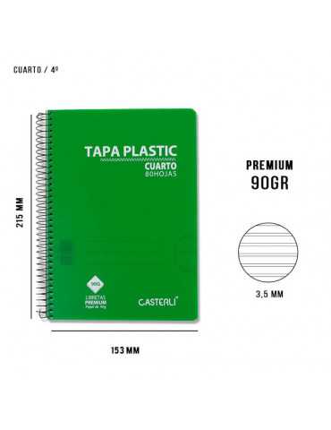 Casterli - Bloc premium PPL A5 80h 90g (Interior Pauta 3.5mm, Verde intenso)