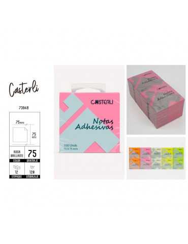 Casterli - Bloc 100 Notas adhesivas 75x75mm, Rosa brillante
