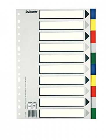 Esselte Separadores de plástico, PP, Tamaño folio, Gama ECO, 10 pestañas, Multicolor, 11610
