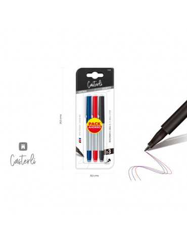 Casterli - Pack de 3 bolígrafos C-Ball 5 con tinta líquida - ANR