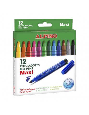 Alpino Maxi - Rotuladores de colores, caja de 12 colores