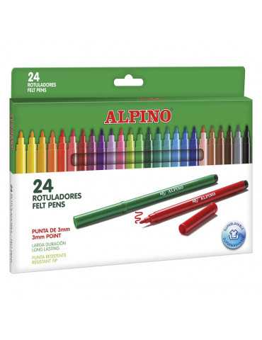 Alpino Coloring para Niños - Estuche de 24 Colores con Punta Fina 3mm